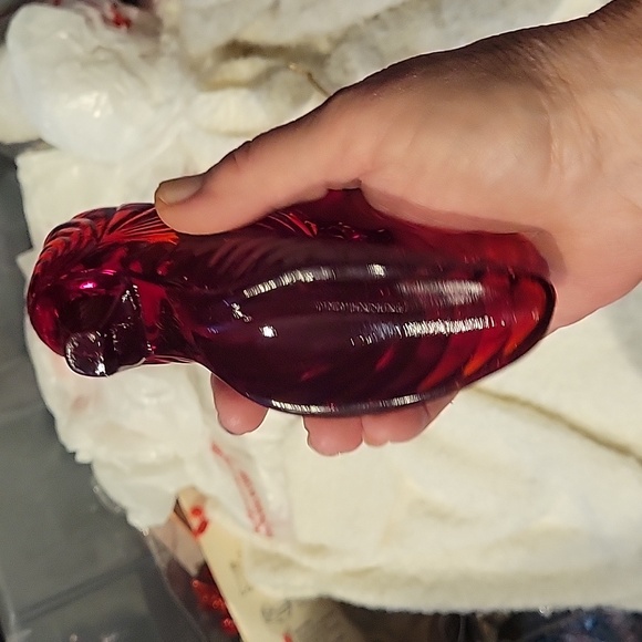 Fenton Glass Rare "Cat Head" Ruby Slipper! EUC! - Picture 2 of 5
